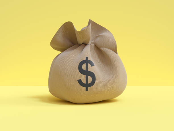 yellow background moneybag 3d rendering